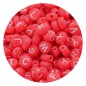 Preview: Buchstabenperlen rot weiß opak 7mm rund flach 100 Stück