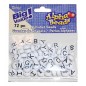 Preview: Weiße Buchstabenperlen mit schwarzer Schrift 10mm 72 Stück