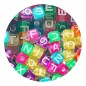 Preview: Transparent bunte Buchstabenwürfel mit weißer Schrift