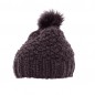 Preview: Mütze mit Fellbommel dunkelbraun