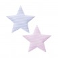 Preview: Stoffsterne rosa und hellblau gestreift