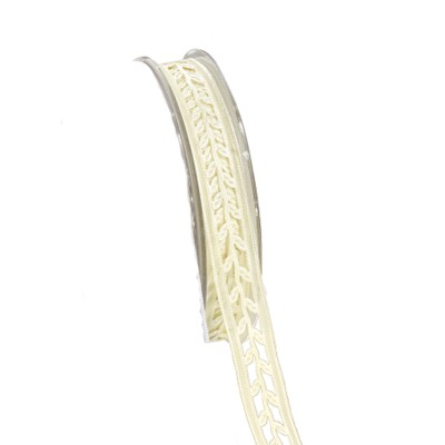 Dekoband creme 18mm Blätterranken Satin 1m