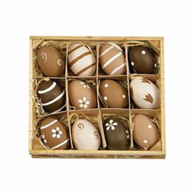 Keramik-Eier 4,5cm natur gemustert 12 Stück