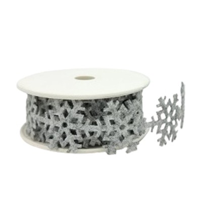 Filzband Eiskristalle 25mm breit 2m Rolle grau