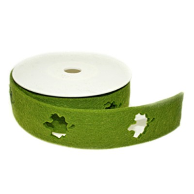 Filzband 4cm mit ausgestanztem Motiv Herbstblatt grün