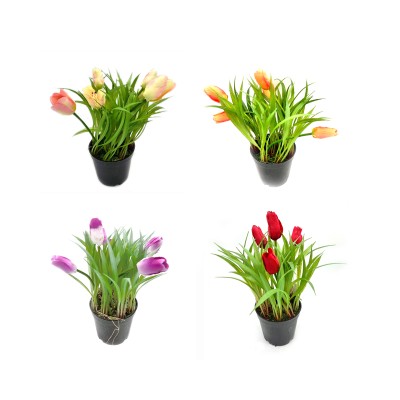 Künstliche Tulpen im Topf in 4 Farben 25cm