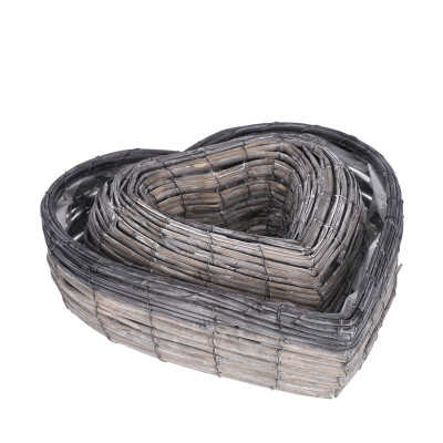 Pflanzherz aus Spaltweide 36/29cm im Set grey washed
