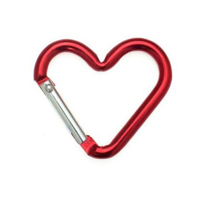 Karabinerhaken Herz rot aus Aluminium silber eloxiert 75mm