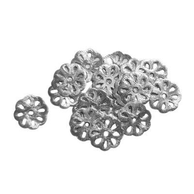 Scheibe Blume 925 Silber gebürstet 14mm