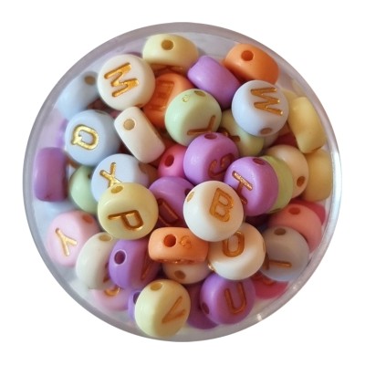 Buchstabenperlen pastel bunt 7mm 100 Stück