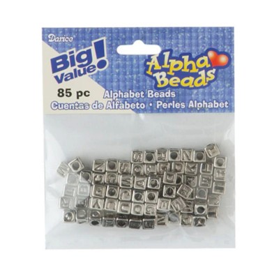 Silberne Buchstabenwürfel 6mm 85 Stück