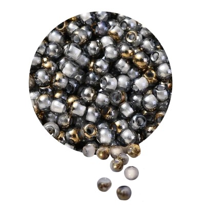 Glasperle schwarz-grau-gold 4mm 10 Stück