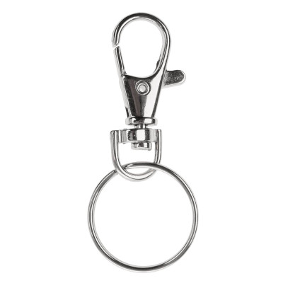 Karabinerhaken mit Schlüsselring silber 6cm