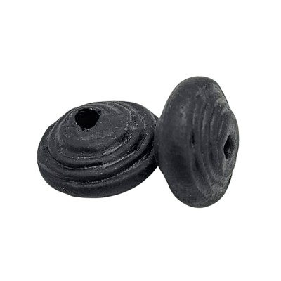 Keramikperlen Disk schwarz gerillt 20mm
