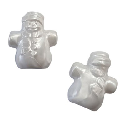 Schneemannperle weiß perlmutt 23mm Kunststoff