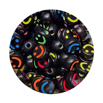 Smiley-Perle schwarz neonfarben bunt 10mm