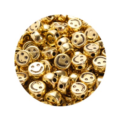 Smileyperlen 7mm gold Kunststoff