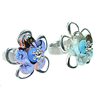 Metallblume Perle 30mm silber