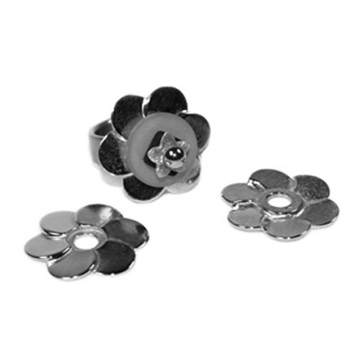 Metallperle Blume 25mm silber