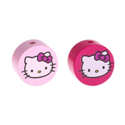 Holzentenperlen Hello Kitty 20mm cyclam oder rosa