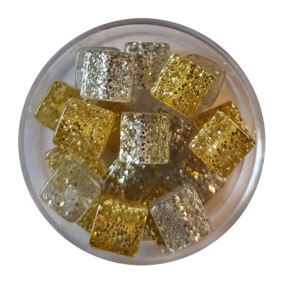 Polarisperlen Würfel gold oder silber 8x8mm mit Glitzer