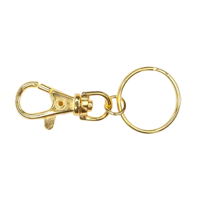 Karabinerhaken mit Schlüsselring 65mm gold