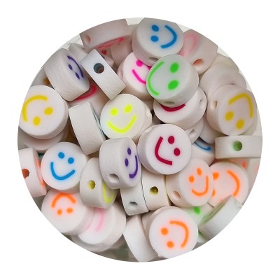 Smileyperle weiß-bunt Fimo 10mm