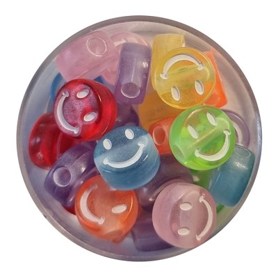Smileyperle bunt-weiß transparent 10mm