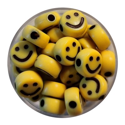 Smileyperle gelb-schwarz 10mm