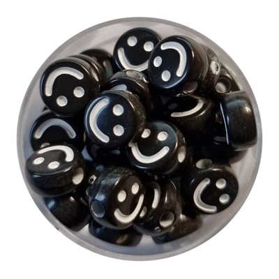Smiley-Perle schwarz-weiß 10mm