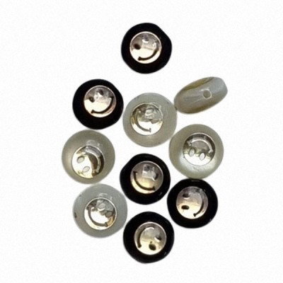 Smileyperle Perlmutt schwarz/weiß gold 8mm