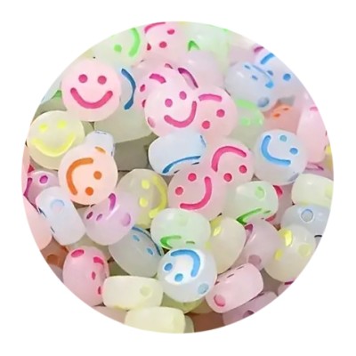 Smileyperle transparent nachtleuchtend 7mm bunt