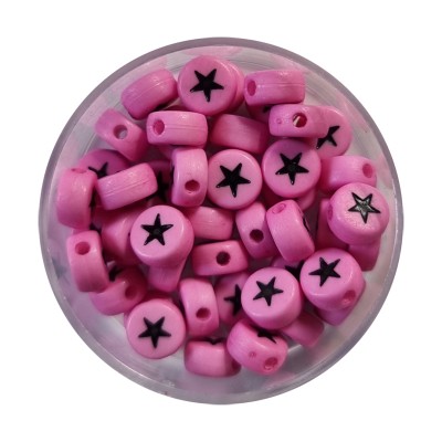 Sternperlen Zwischenperlen pink schwarz