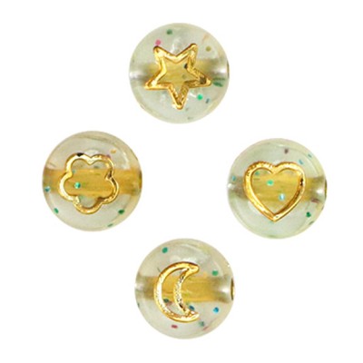 Motivperlen Zwischenperlen transparent gold Glitzer