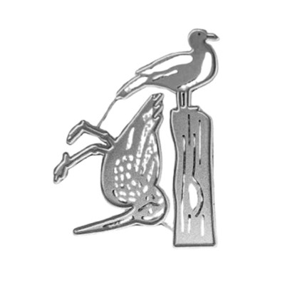 Stanzschablone Vogel & Möwe auf Baumstumpf 8,9cm