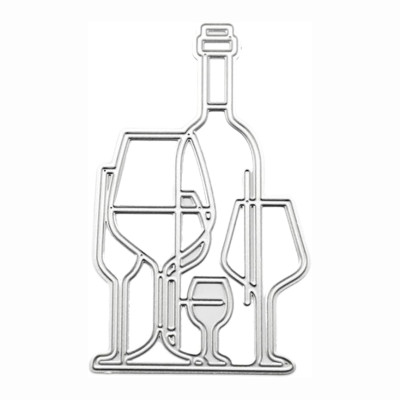 Stanzschablone Weinflasche & Gläser 8cm