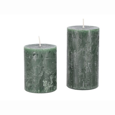 Kerze rustic 4er Set 8-11cm/D 6cm jägergrün