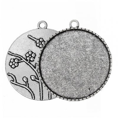 Anhänger Fassung 40mm altsilber Blumen