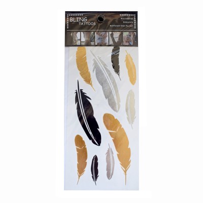 Tattoo-Sticker Federn silber gold