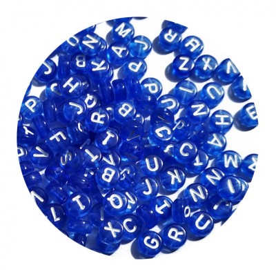 Buchstabenperlen 7mm dunkelblau-weiß 100 Stück