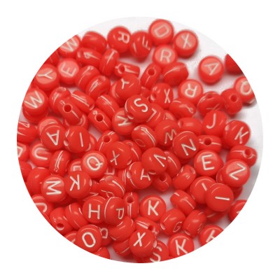 Buchstabenperlen hellrot-weiß 100 Stück