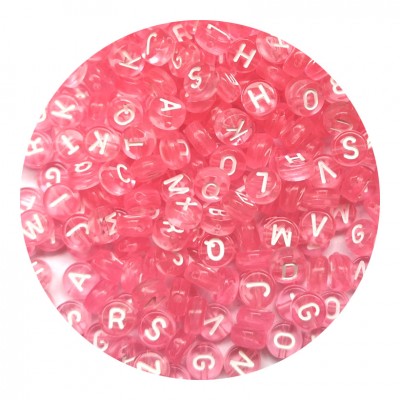 Buchstabenperlen rosa transparent 100 Stück