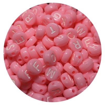 Buchstabenperlen 7mm rosa-weiß 100 Stück