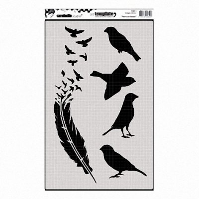 Schablone Vogel Feder 28cm