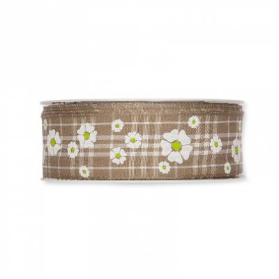 Dekoband Blumen braun 30mm