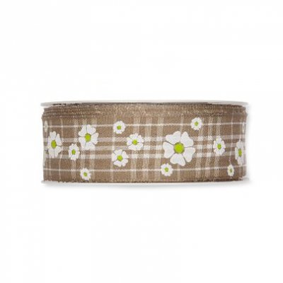 Dekoband Blumen braun 30mm