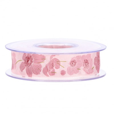 Dekoband Blumen rosa