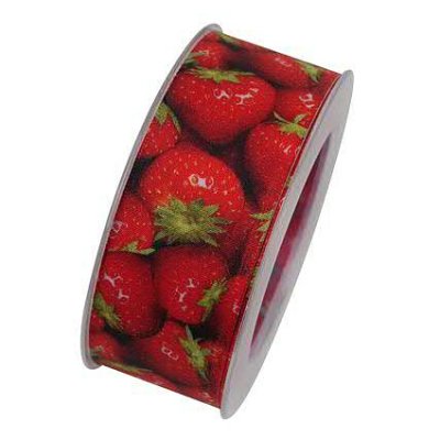 Dekoband Erdbeeren rot