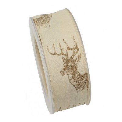 Dekoband Hirsch weiss creme