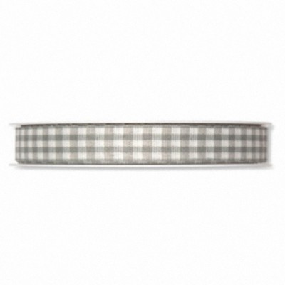 Dekoband kariert 15mm grau